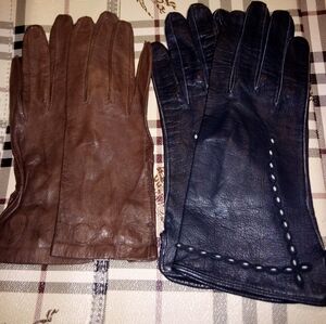 2 Pairs Vintage Leather Gloves Czechoslovakia And France Made
